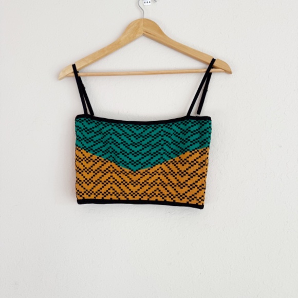 Dodo Bar Or Bebe Green Orange Printed Crop Top Size 42 - Picture 3 of 6